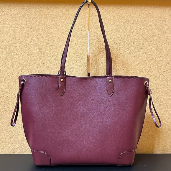 Michael Kors Edith Large Drawstring Travel Open Tote Bag + 1 Pouch Merlot - Picture 2 of 8